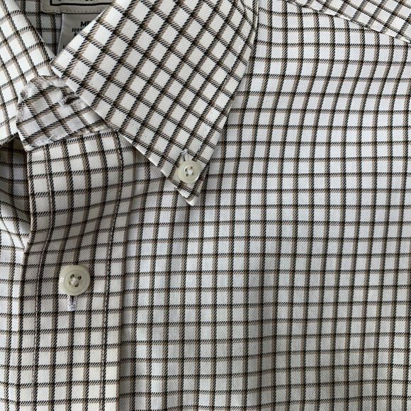 LL Bean Button Down Short Sleeve Shirt Men L Tall Windowpane Ck Wrinkle Resist. - Picture 5 of 12